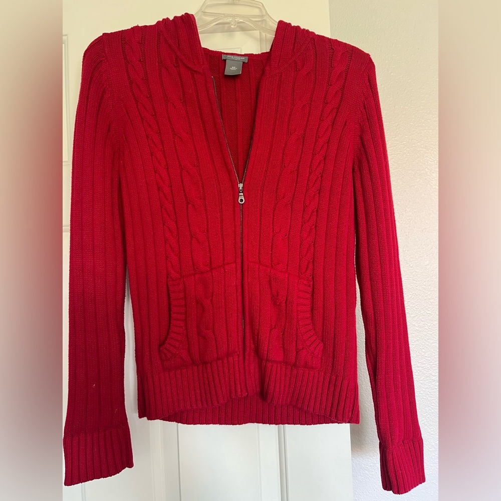 Ann Taylor Red Cable Knit Sweater